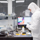 Scientist Kai Hudek in IonQ’s clean room
